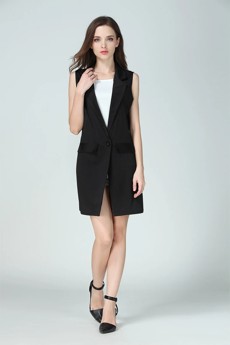 Новинка, Европейский шифоновый жилет для женщин, модный элегантный офисный женский жилет, верхняя одежда, летняя черная безрукавка, WZ284