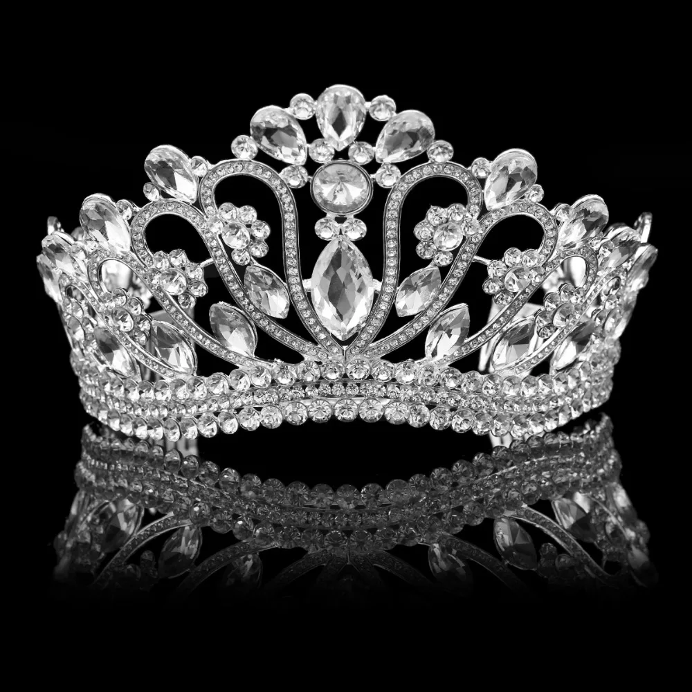 Silver Crystal Rhinestone Royal Princess Wedding Bridal Pageant Prom