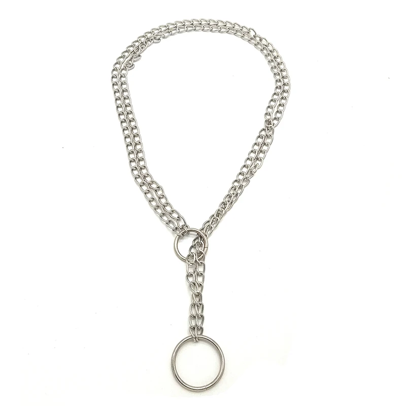 

Women Men Punk Gothic Rock O Pendant Necklace Metal Round Metal Link Chains Choker Collar Necklace Fashion Jewelry