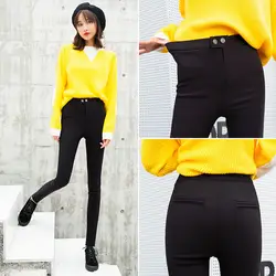 Бездонные женская одежда Осень Корейская версия тощий тонкий черный карандаш Для женщин леггинсы брюки высокоэластичные леггинсы