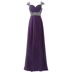 Фиолетовый шифон длинное свадебное платье линии Robe Demoiselle D'honneur Fille Элегантный V шеи пригласительные на свадьбу Формальные платья