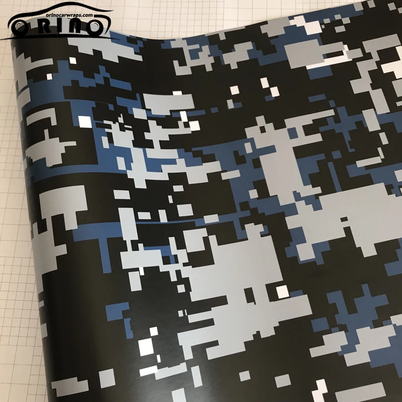 Black Blue Digital Camouflage Vinyl Film-1