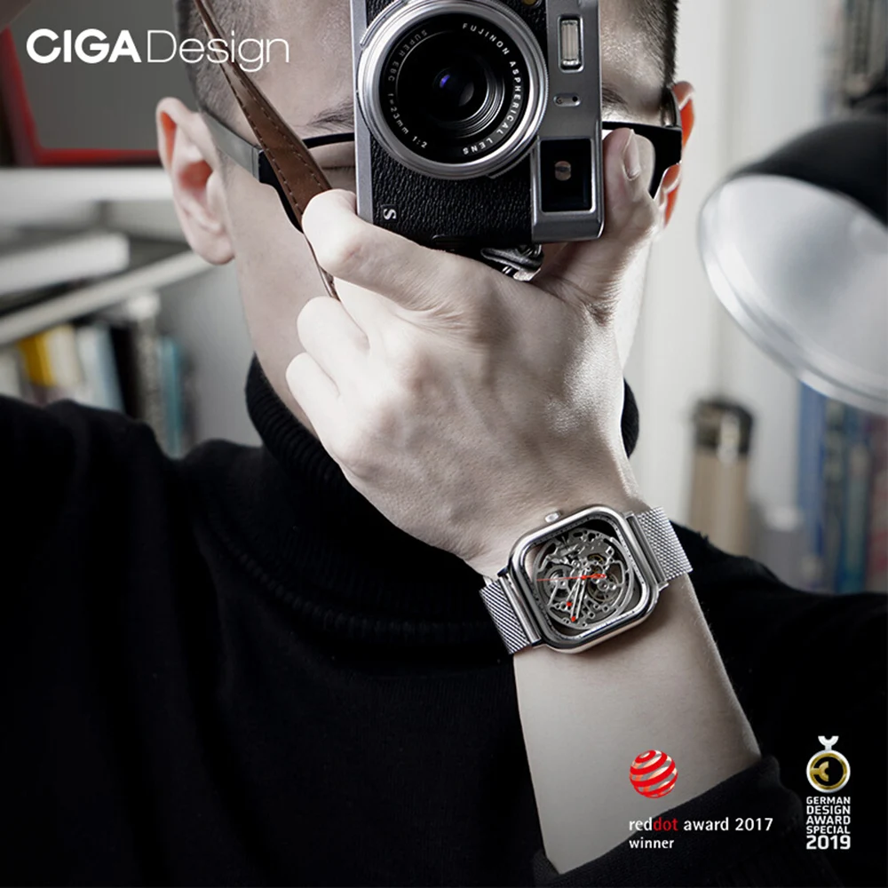 Для Xiaomi CIGA дизайн выдолбленные автоматические механические часы деловые мужские наручные часы Reddot новые автоматические наручные часы