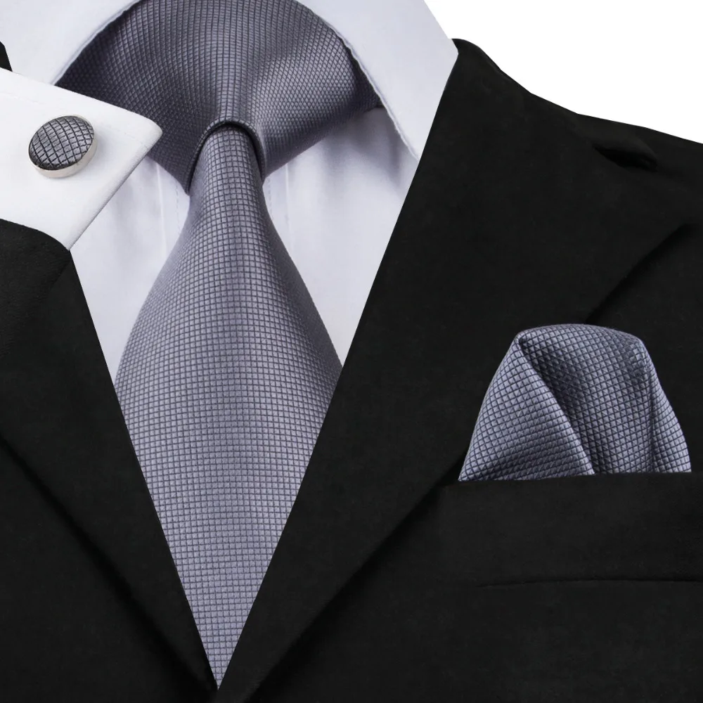 YP-fashion Jacquard Woven Silk Tie Cufflinks Necktie Sets For Wedding Party