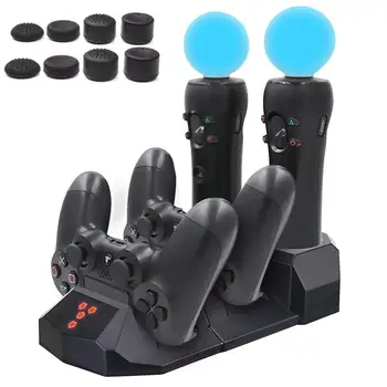 

PS Move & PS4 Wireless Controller Charger Charging Dock Station 4 in 1 Port Charging Dock Cradle Stand Storage For Playstation 4