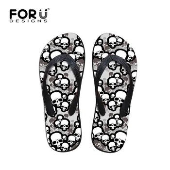 

Casual Men Summer Beach Flip Flops Cool Skull Designer Flat Slipper Fashion Men Rubber Sole Summer Beach Sandals