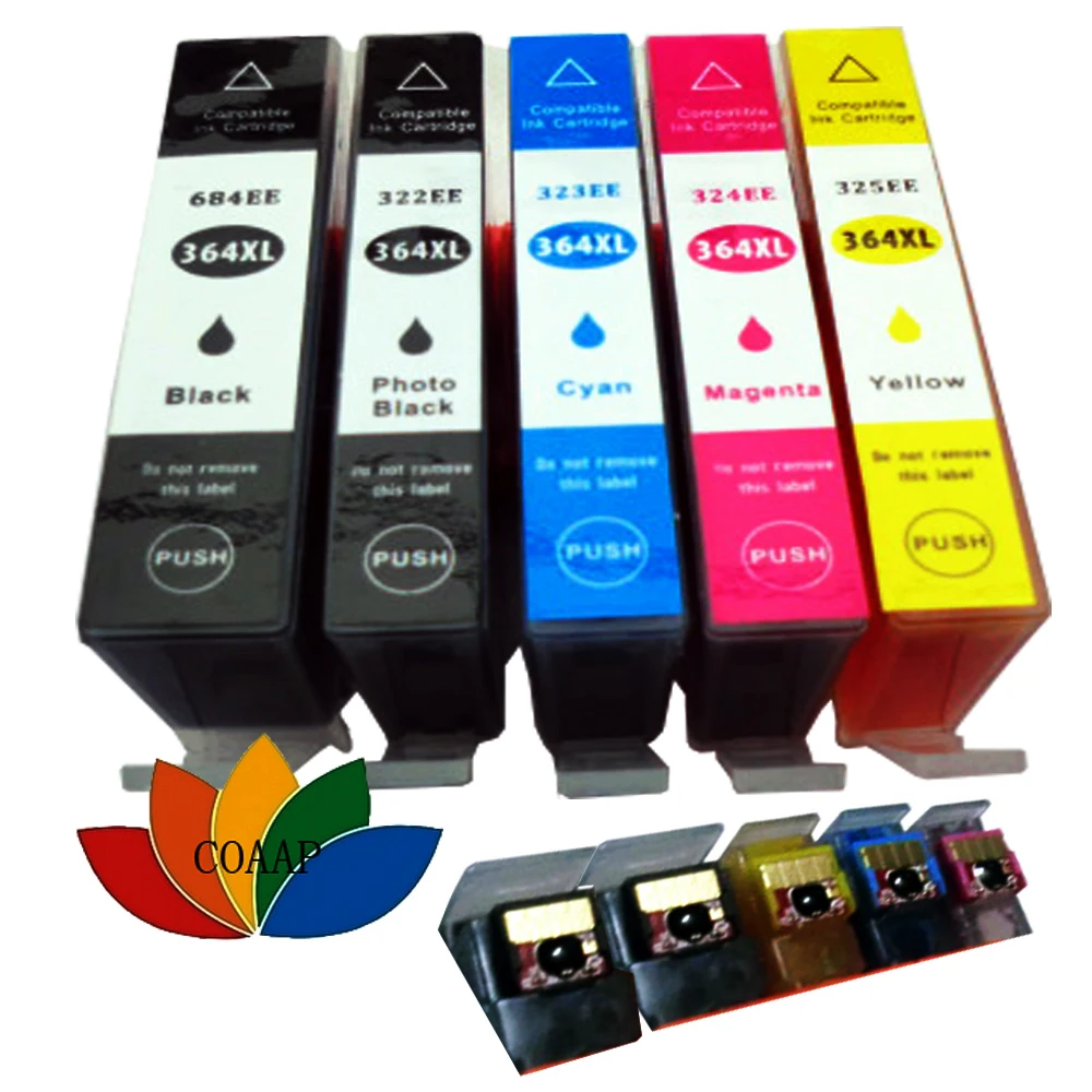 5 Pack Compatible Ink Cartridge For 364xl Photosmart 5510 5520 6510 6520 7500 7520 B110a Printer - Ink Cartridges - AliExpress
