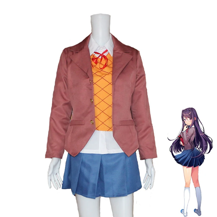 Карнавальный костюм Doki Literature Club Monika Sayori Yuri Natsuki школьная форма с аксессуарами для