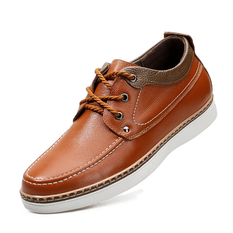 

Man Casual Sneakers Man Elevator Shoes Invisible 5 CM / 7 CM Height Increase Leather Mens Shoes Leisure 2019 4#18NE50