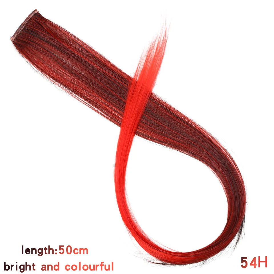 AOSIWIG Long Straight Clip On Hair Pieces Women Girls 1 Piece 1 Clip In Synthetic Hair Extensions Ombre 19 Colors 50CM