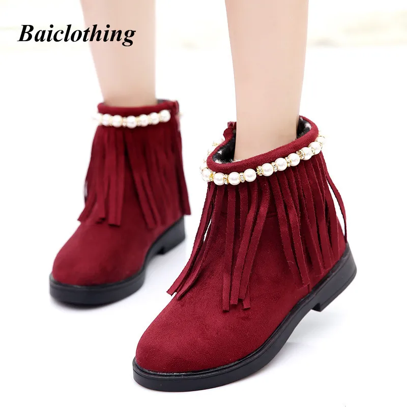 

Girls Boots Autumn And Winter 2018 New Style plus Velvet Children's Shoes Korean-Style Students Cotton Boots Princess Snow da mi
