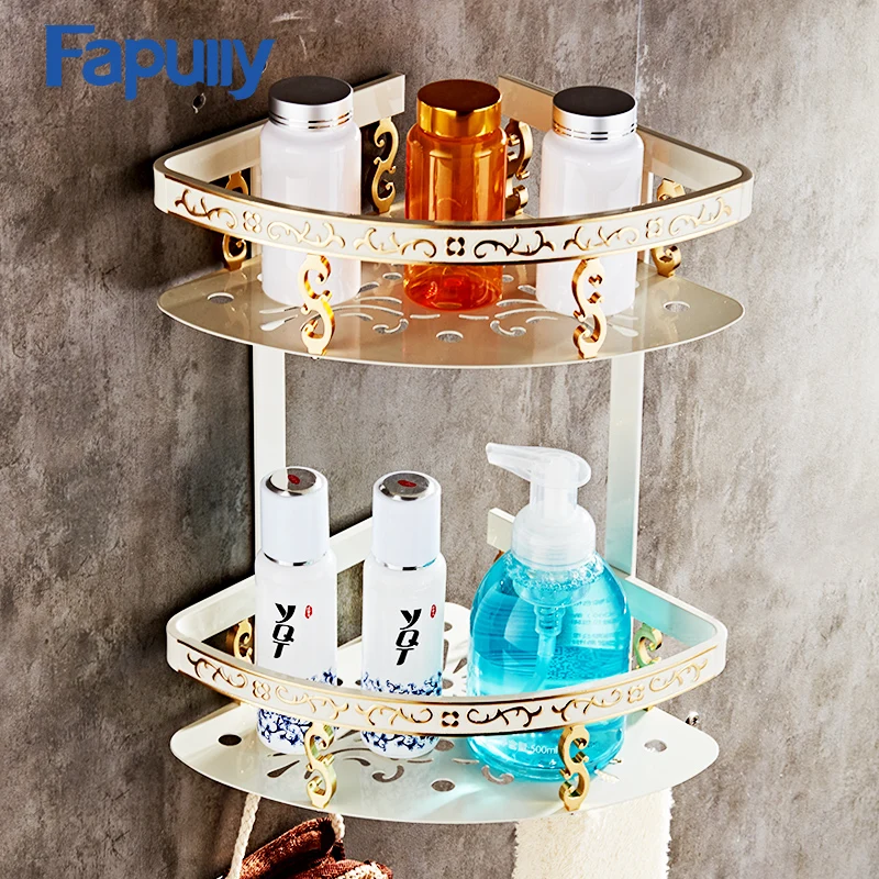 

Fapully Aluminum Bathroom Shelf Wall Mounted Basket Bathroom Handware With Hooks Space Aluminum Bathroom Accessories