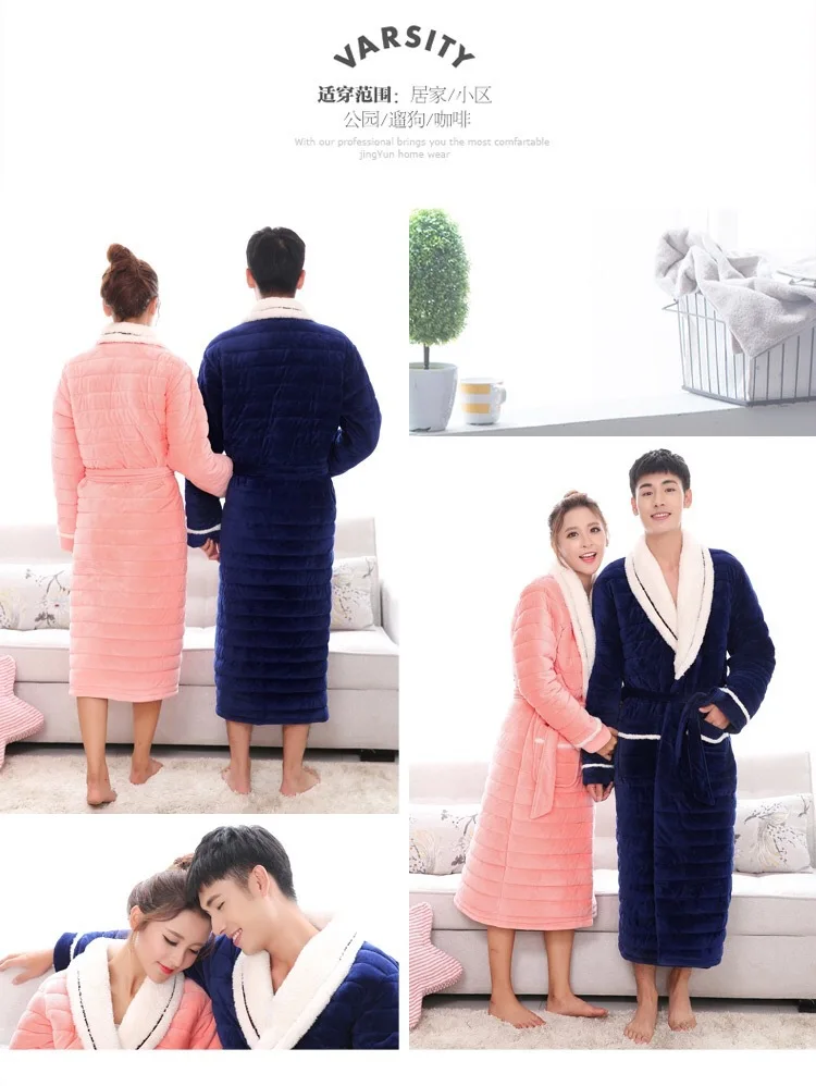 Women Winter Sleeping Robes Night Wear Clothes Women Pajamas Adjustable Waist Flannel Thick Warm Pajamas Winter Padded Robe JW335 (18)