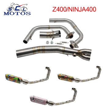 

Sclmotos - 51mm Inlet Motorcycle Exhaust Middle Pipe with Sensor for Kawasaki Z400 NINJA400 2018 with Ak Exhaust Pipe