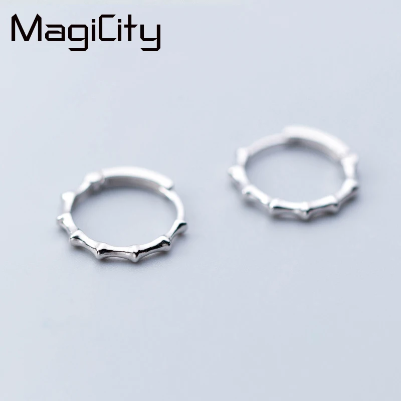 

Minimalist 925 Sterling Silver Bamboo Earrings Hoops For Women Girls New Arrival Trendy Silver Jewelry Joyas De Plata 925 Brinco