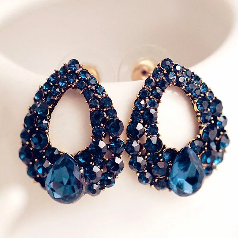 

2018 Earings Fashion Jewelry Brincos Perlas New Girls Earing Bijoux Blue Zircon Stud Earrings For Women Wedding One Direction