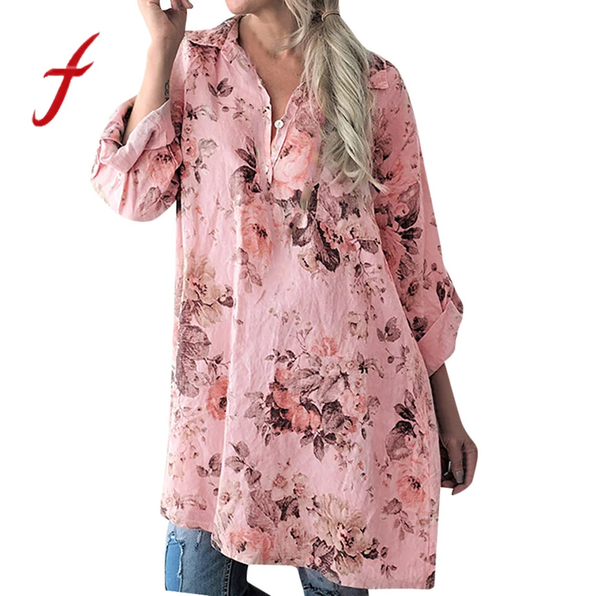 

Shirts women large size cotton and linen printed top casual long lapel waist slimming long sleeve t shirt women haut femme ete
