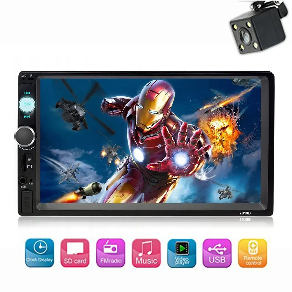 

2 Din Car Radio Player 7" FHD Stereo MP5 Touch Screen Bluetooth Multimedia USB 2din Autoradio 7010b Auto Car Backup Monitor