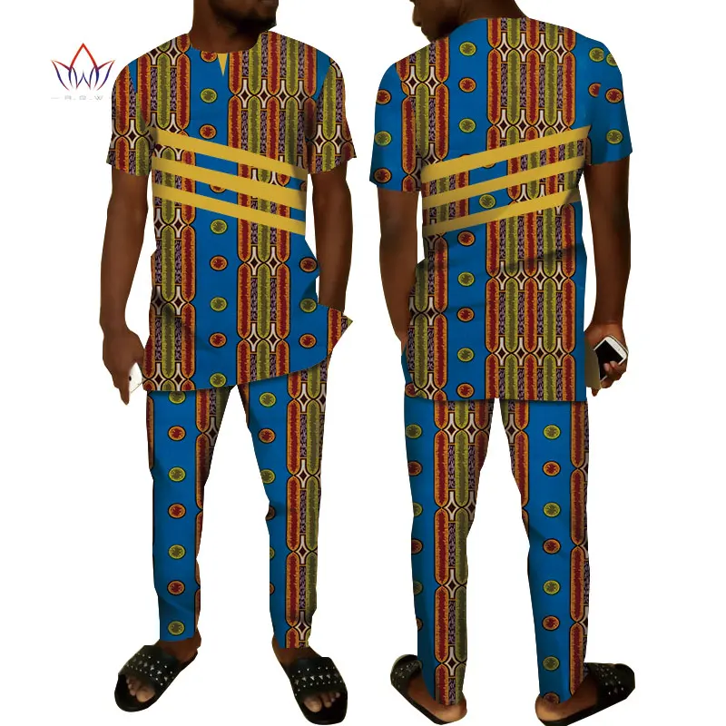 Новый Bazin Riche мужские комплекты из 2 предметов топ брюки африканская одежда повседневные мужские длинные рубашки и брюки комплекты WYN887