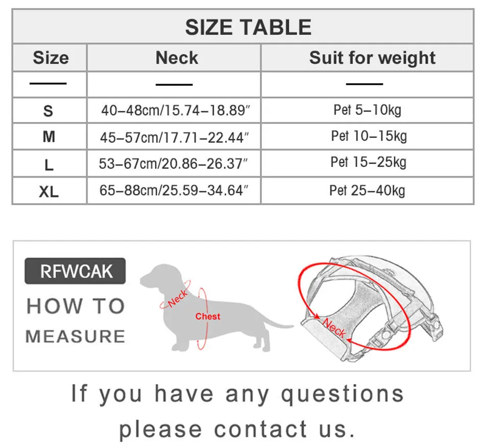 RFWCAK регулируемый нейлоновый защита груди Pet ошейник для собаки для средних и больших размеров, Сбруя для собак жилет Хаски товары для домашних животных