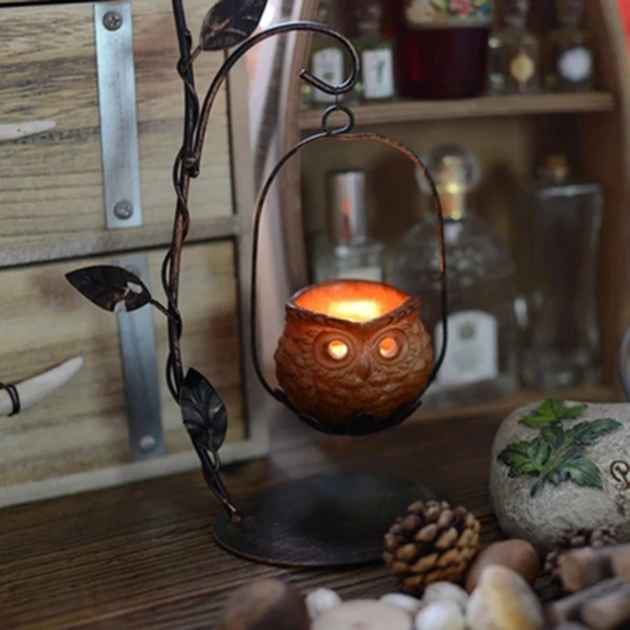 

European Retro Owl Iron Candlestick Creative Fashion Candle Holder Stand Wedding Center Candlestick Candlelight Dinner 60A1104