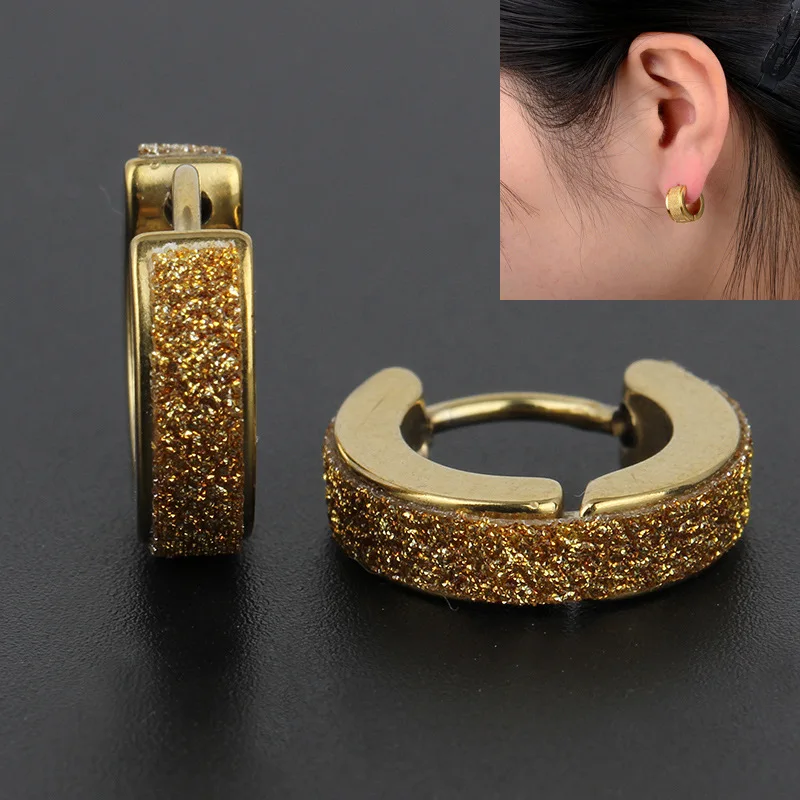 2 Colors Stainless Steel Gold Hoop Earrings Women And Men Jeweley 2