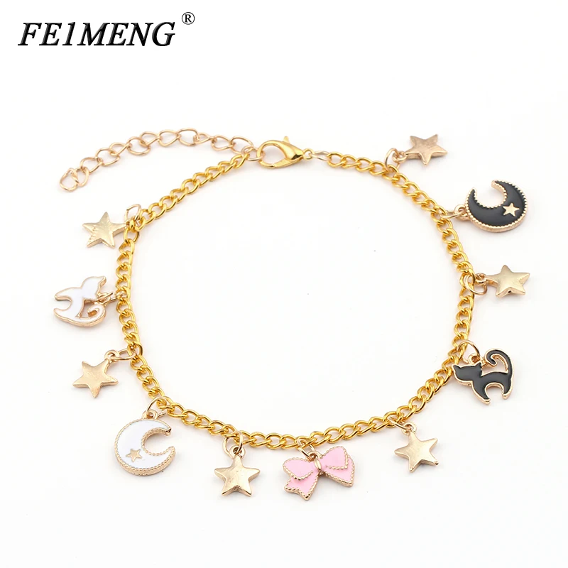 DIY Сейлор браслет с Луной милый кот простой Луна Звезда сердце кулон браслеты для женщин модные ювелирные изделия браслет аксессуары