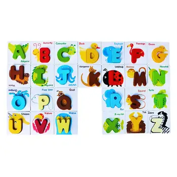 

RCtown Baby Wooden Early Education Intelligent Toys ABC Alphabet Cognitive Letter Cards for Kids