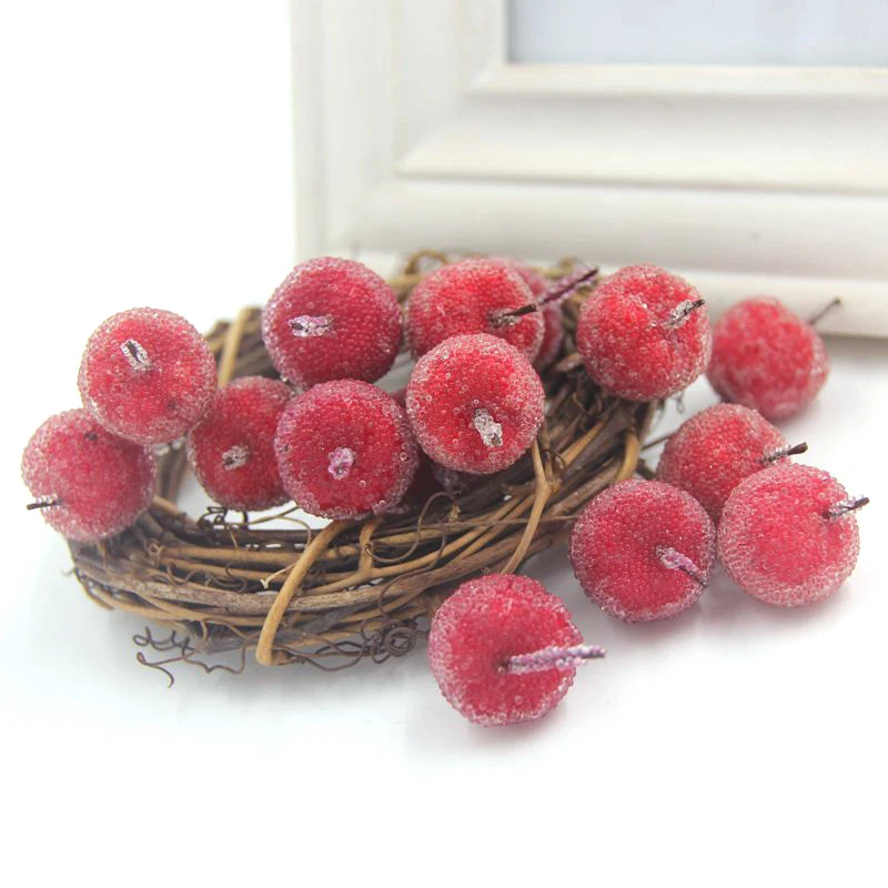 FGHK 12 Pi/èces Baies en Verre Artificiel Fruits Cerise Rouge en Plastique Fruits pour La D/écoration De Mariage /À La Maison Faux Fraise Fleur De M/ûrier