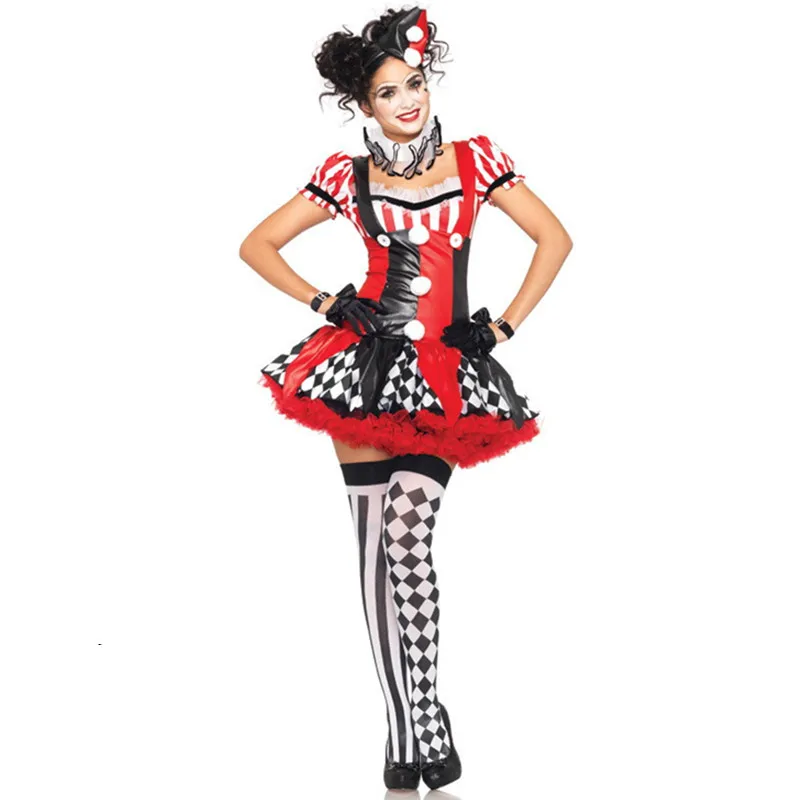 Cosplay&ware Harley Quinn Costume Women Adult Clown Squad Circus Joker Cosplay Carnival Purim Costumes -Outlet Maid Outfit Store