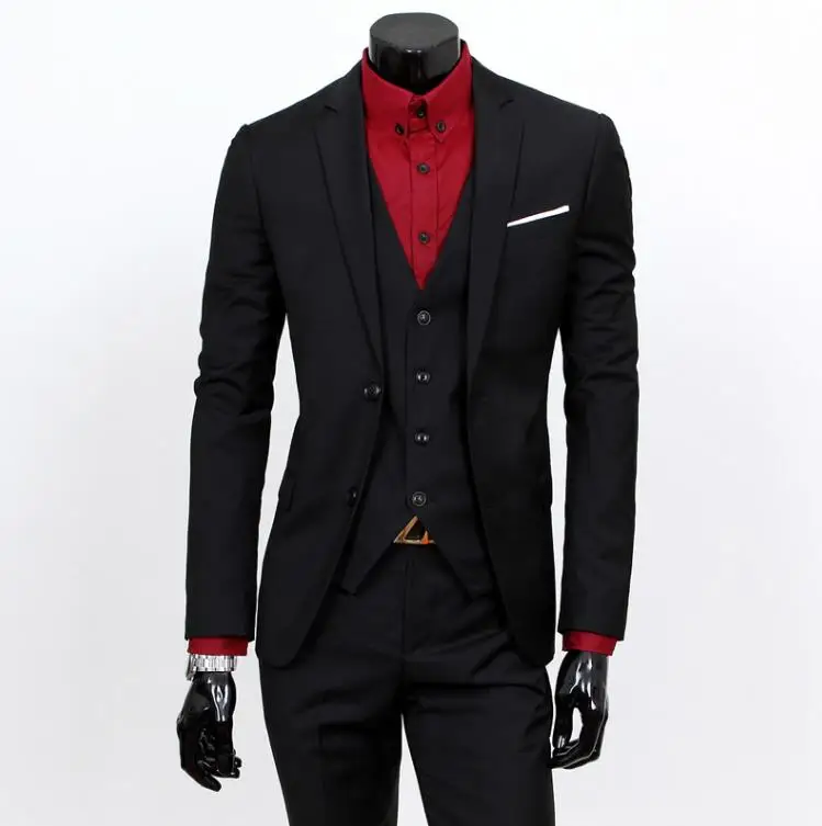Для мужчин 3 предмета костюмы комплект куртка+ брюки+ жилет брендовый костюм Костюмы торжественное платье свадебный костюм для Homme жених - Цвет: as the image