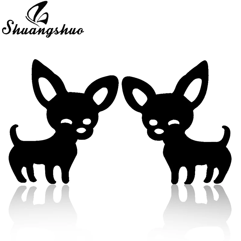 Shuangshuo New Arrival Chihuahua Stainless Steel Earrings for Women Cute Dog Studs Chihuahua Jewelry Love My Pet Animal Earrings