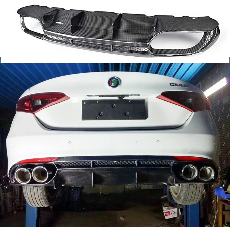 Carbon Fiber REAR TRUNK LIP SPOILER DIFFUSER EXHAUST BUMPER COVER FOR