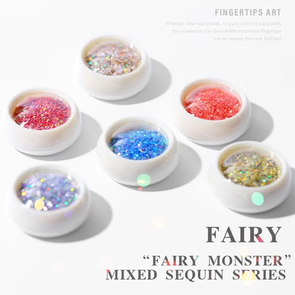 

6 Mixed Colors Glitter Nail Sequins Paillette Dust Tips Set Shiny Dazzling Mirror Effect Powder Manicure Nail Art Decoration