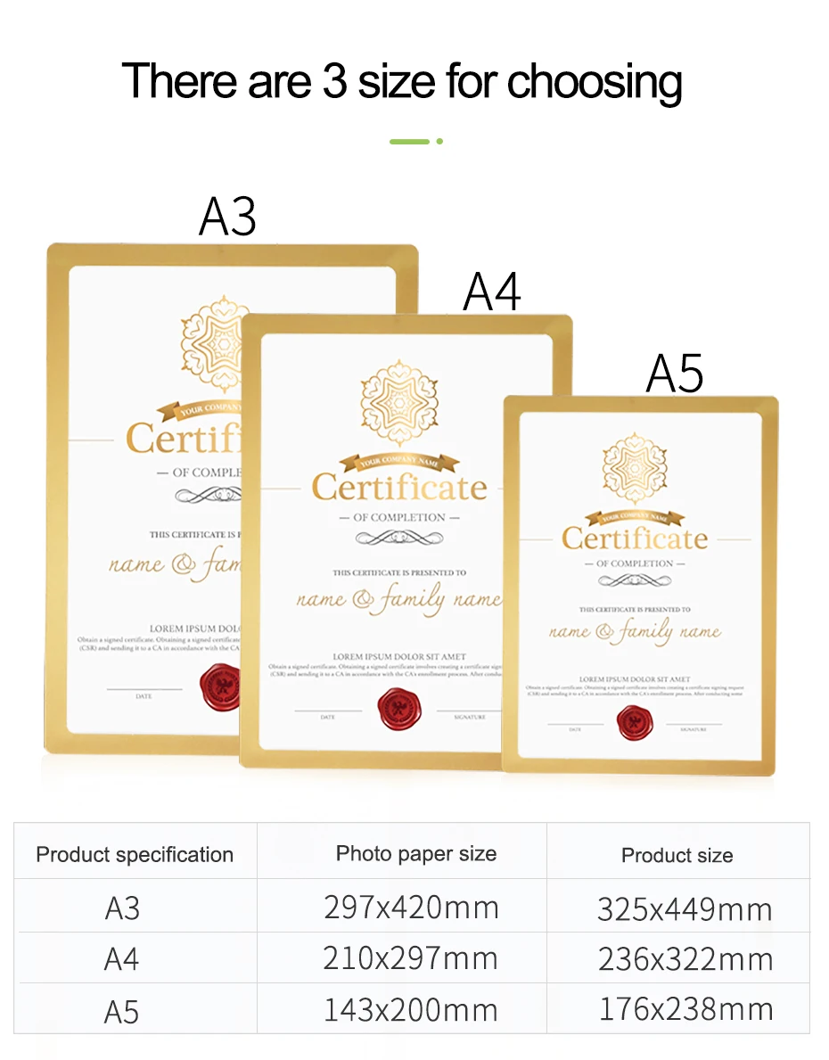 Магнитные сертификаты, рамки для документов, Золотая картина, плакат, фоторамка, А3, А4, А5, покраска, дисплей, украшение для дома, офиса