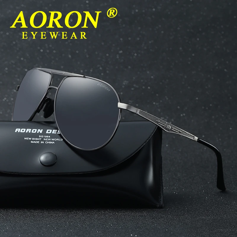 AORON Men's Brand Polarized Sunglasses LOGO Glasses With Original Box ...