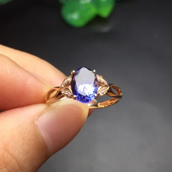 

Fine Jewelry Real 18K Rose Gold AU750 100% Natural Tanzanite Gemstone Female Rings for Women Fine Ring