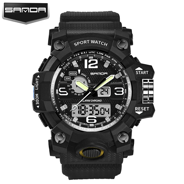 G стильные мужские военные спортивные часы, водонепроницаемые, светодиодный, цифровые, мужские наручные часы, наручные часы, Relogio Masculino Montre Homme - Цвет: Черный