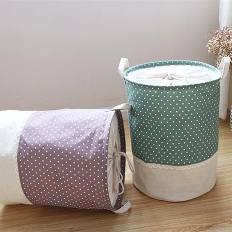

Foldable Drawstring Beam Port Linen Laundry Baskets Patchwork Storage Basket Of Dirty Clothes Kids Toys Basket Storage Organizer