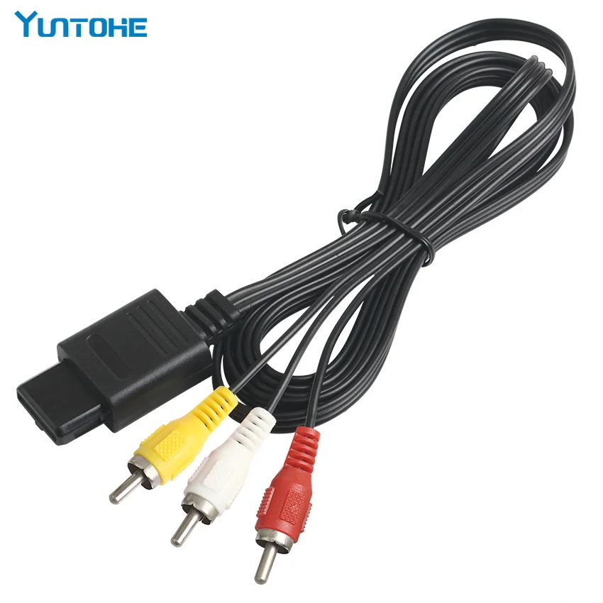 

500 Lots Factory 1.8M 6FT AV TV RCA Video Cord Cable for Game Cube/for SNES GameCube/for N64 64 Game Cable Lowest Price