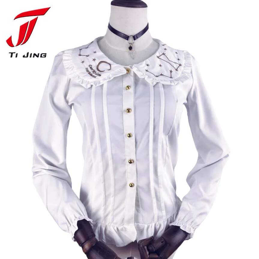 Lolita Donne Camicie Bianche Manica Lunga Ricamo Chiffon Kimono Harajuku Cos Giapponese Ragazze Camicetta Dolce Primavera Donna Tops N13 Chiffon Kimono Women Shirtskimono Harajuku Aliexpress