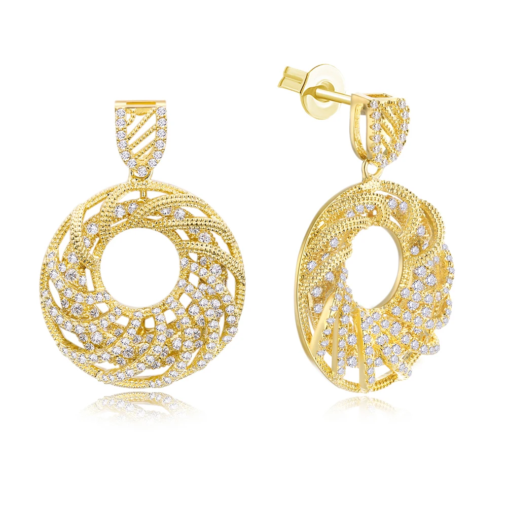 

Free Shipping New 2014 Female Fashion Ethnic White Gold Color Cubic Zirconia Allergy Free Lead Free Earrings