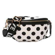 נשים מקרית ניילון מותן כתף שקיות נקבה אופנתי נקודות Crossbody חגורת חזה חבילת מותניים בנות פשוט מיני רוכסן מותניים חבילות(China)