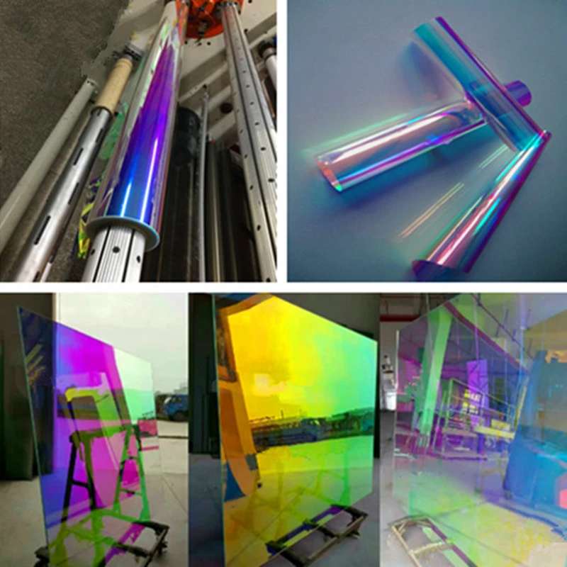 68cm x 30m Soap Water Self Adhesive Dichroic Decorative Rainbow Building Tint Reflective Window ...