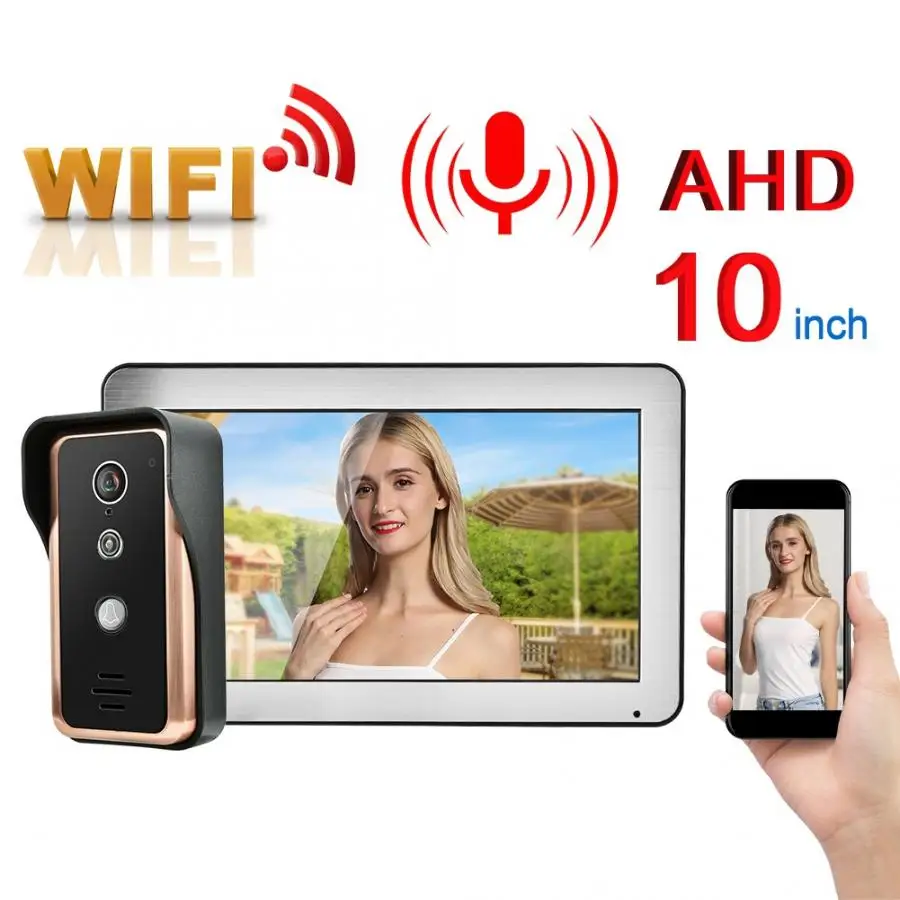 

100-240V 10in WiFi Wired Video Doorbell APP Remote Video Monitor Camera 2019