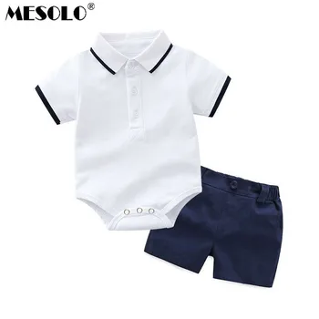 

MESOLO Ins Catamite Polo Unlined Upper Garment Short Sleeve Ha. Leisure Time Shorts Pure Cotton Climb Clothes Suit