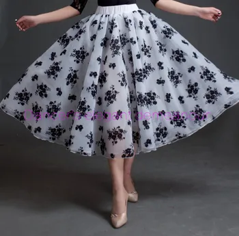 

Ballroom dance costumes sexy senior ice silk embroidery ballroom dance long skirt for women ballroom dance competition skirts