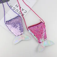 Мультяшные мини сумки через плечо для девочек, женские сумочки с хвостом русалки и блестками, держатель для карт, сумочки, детские подарки Porte Monnaie K044