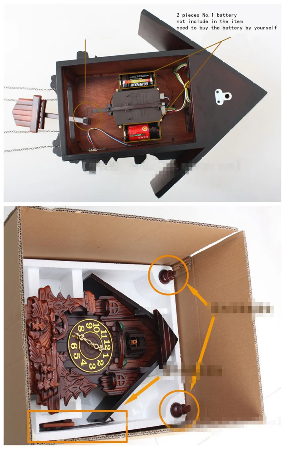 Европейские часы-колокольчик и светильник с ручными резными деревянными настенными часами