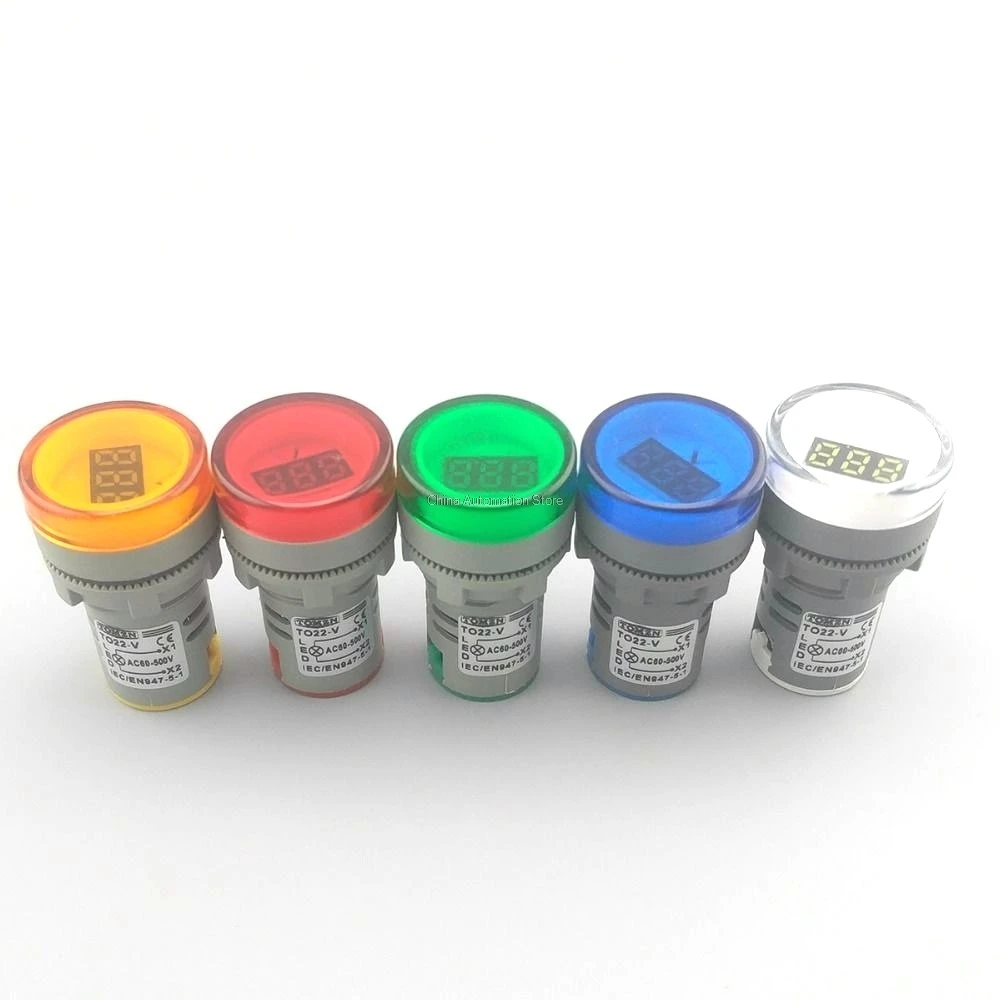 

wholesale 1pcs 22MM digital AC Voltmeter 60-700V red green yellow blue voltage meter